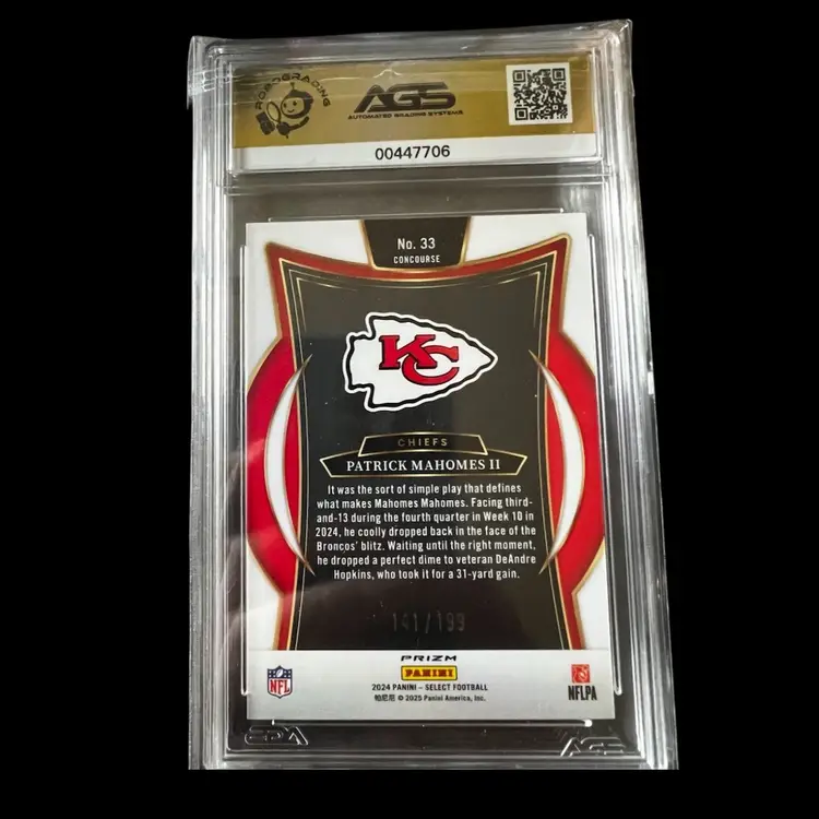 Patrick Mahomes 2024 Panini Select White Shock 141/199 AGS 10