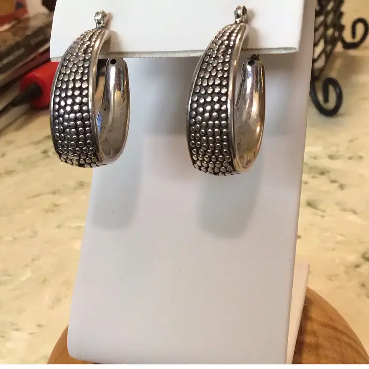 Sterling Puffy Hoop Earrings