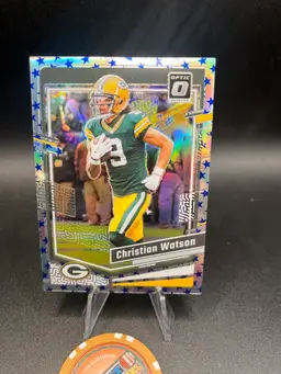 Christian Watson Stars Parallel 2023 Optic Football Card Green Bay Packers 