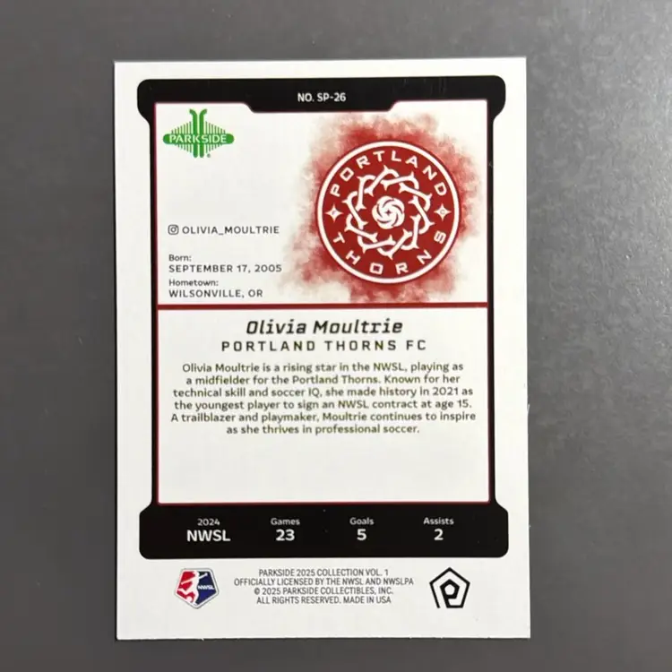Olivia Moultrie SP-26 - Portland Thorns - 2025 Parkside Vol 1 - Women’s Soccer