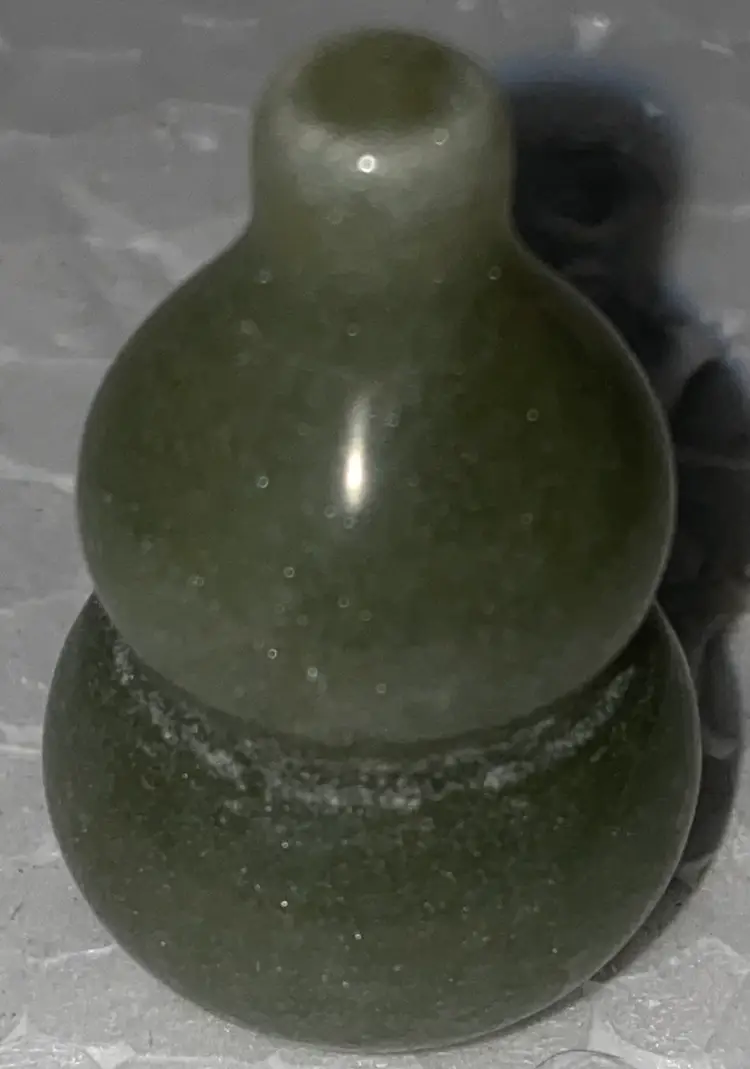 #01 Just In, In Time For Christmas- 25% Off  Carved Stone Green Gourd Front And Back Photos (was $6) 1.75" X .50"