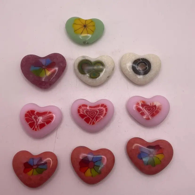 CHOICE Made by Me! Fused Glass Mini Pocket Heart MAGNETS 1" Handcrafted Studio Art