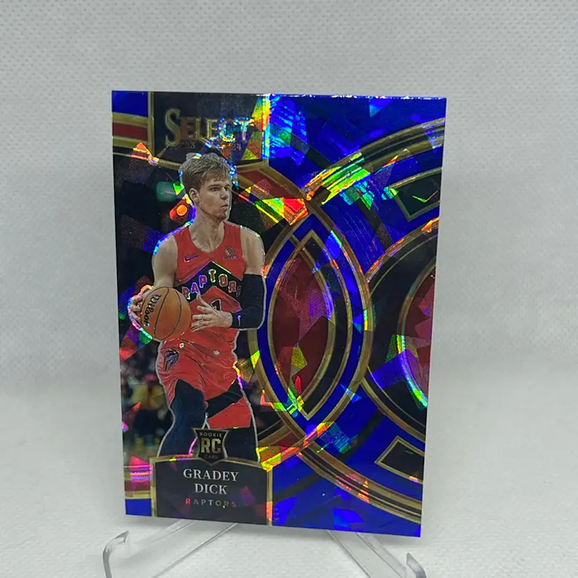 Gradey Dick BLUE CRACKED ICE PRIZM 2023-24 Select PREMIER Rookie RC Raptors #126