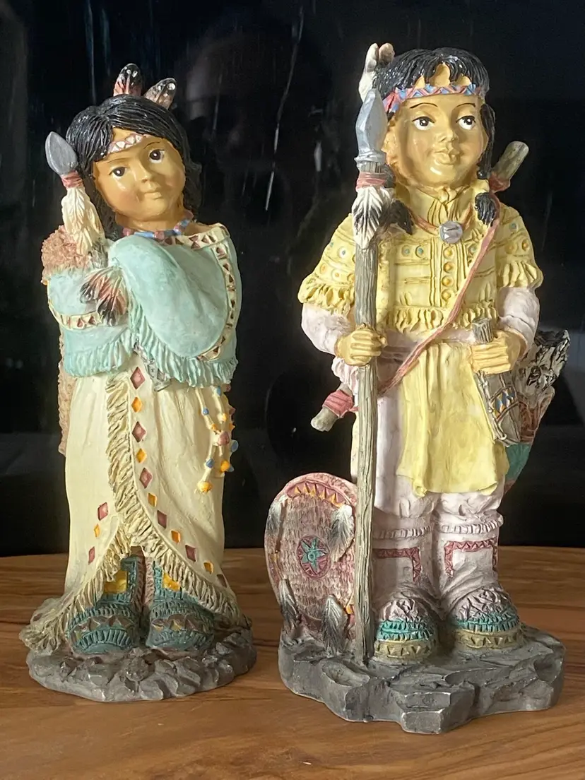 Native American Boy And Girl Figurine