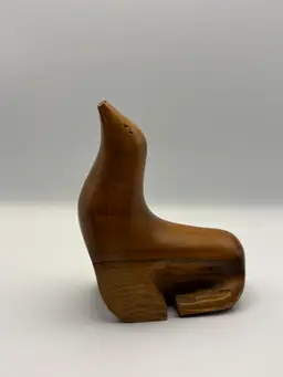 Vintage Oregon Myrtlewood Seal Sculpture | Hand-Carved Mid-Century