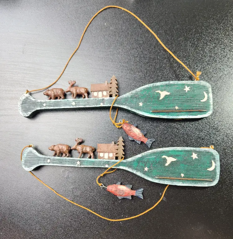 Country Paddles with Bear, Cabin and Fish