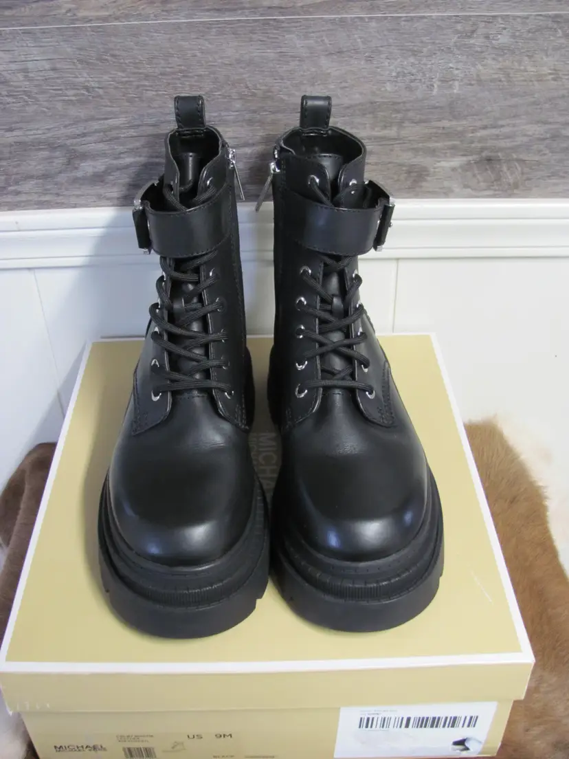 MICHAEL Michael Kors Colby Leather Combat Boot NIB