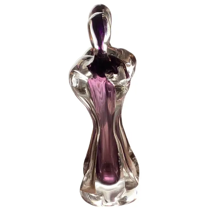 Fantastic Mouthblown Artistic Accents Art Glass Vase Purple Sommerso Lovers Embrace 11 Inches Tall No Chips Or Cracks