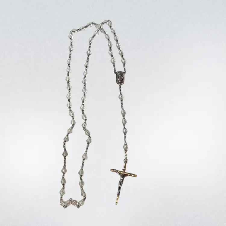 Crystal And Metal Rosary: 22.5”