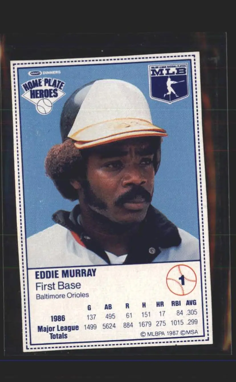1987 Kraft Home Plate Heroes #1 Eddie Murray - (137) - Baltimore Orioles
