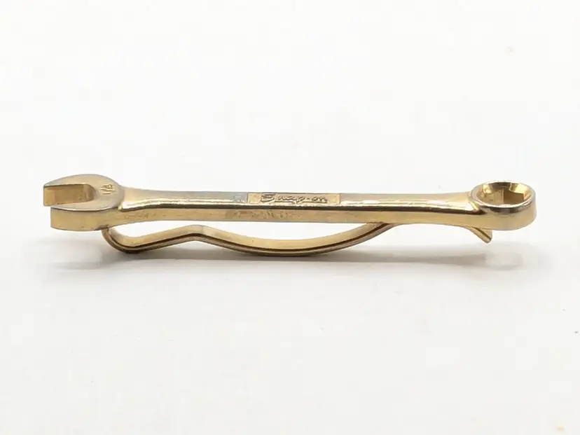 Vintage Gold Tone Snap On Wrench Tie Clip Tool Jewelry