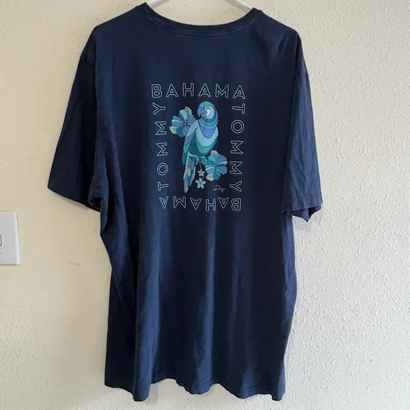 091. Tommy Bahama Blue Graphic Tee Shirt