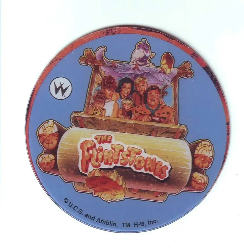 The Flintstones Pinball Drink Coaster Original NOS Game Promo Plastic
