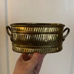 Vintage Brass Small Fluted Planter