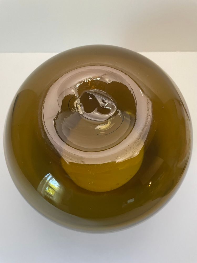 Vintage Blenko #3615 Globe Vase, Amber/Brown, Handblown Glass, Decor