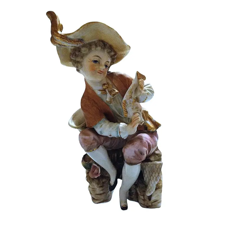 Ugagco Porcelain Figurine Italian Boy Holding Fish 6"
