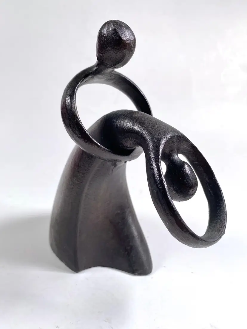 VTG Romantic Dance Couple Abstract Bronze Sculpture