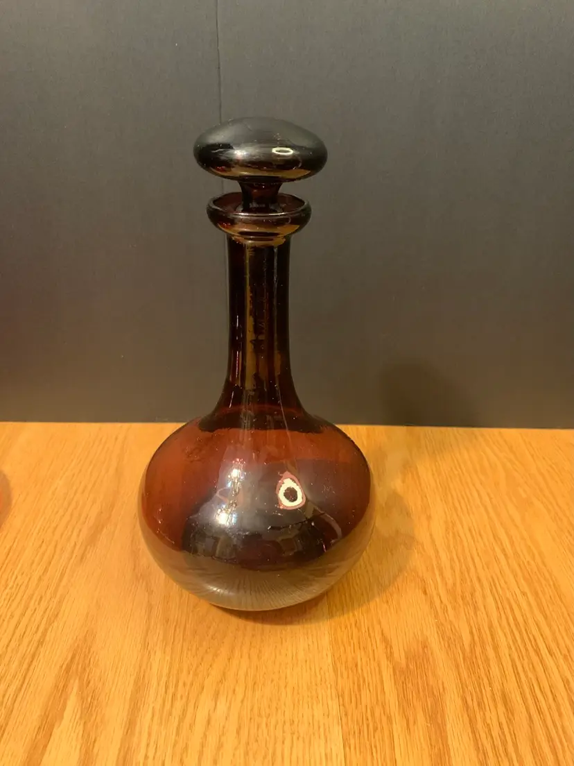 MCM Plum Purple Decanter With Stopper 9 1/2 X 5 Inches