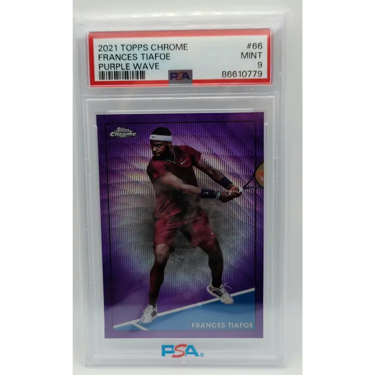 Frances Tiafoe Purple Wave Refractor PSA Mint 9 Topps Chrome Tennis 2021