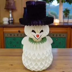 Vintage 1960s Honeycomb Snowman Centerpiece 11" Amscan Denmark