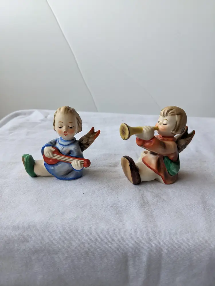 Vintage Gobel Hummel Joyous News Angels Candle Holders Christmas Holidays - 2