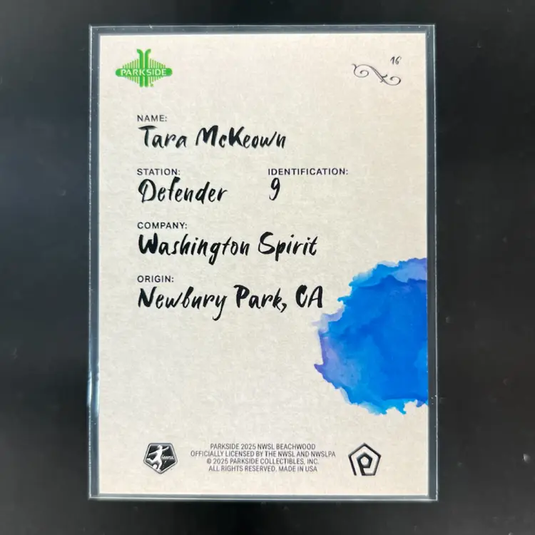 Tara McKeown 2025 Parkside Beachwood Brand Simplicity /100 Soccer Card