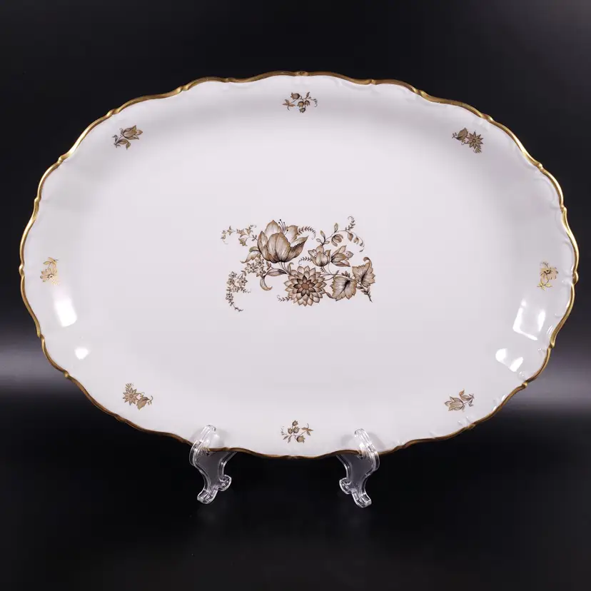 Vintage SELTMANN WEIDEN BAVARIA China Gold Floral Serving PLATTER Dish W GERMANY