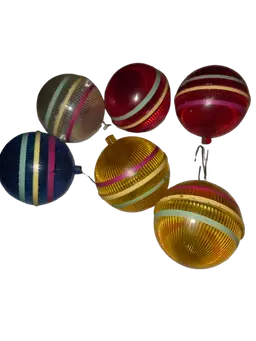 Set of 6 Vintage Plastic Ornaments