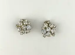 Vintage Silver Tone Austrian Crystal Clip-on Earrings 1”