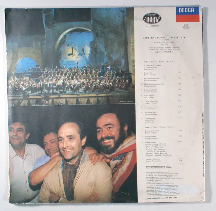 Placido Domingo - In Concert (1992) Vinyl LP • Carreras, Pavarotti, Three Tenors