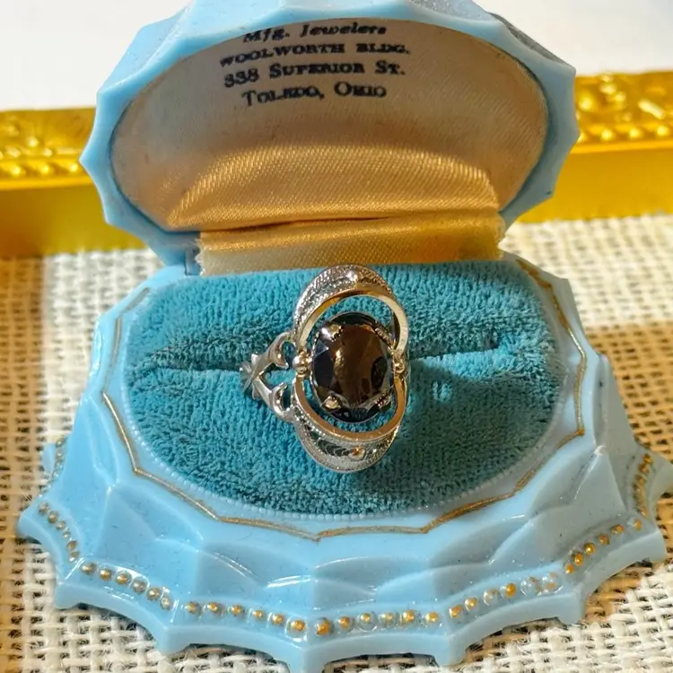 Vintage Sterling Silver Hematite Ring Size 8.5