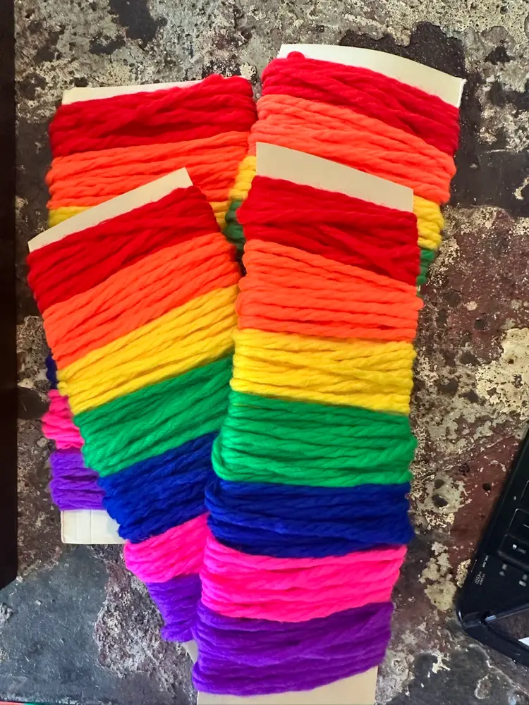 Rainbow Chunky Yarn Bundle – 7 Colors – Craft, DIY, Hair Wraps, Gift Wrapping – 21 Yards Total