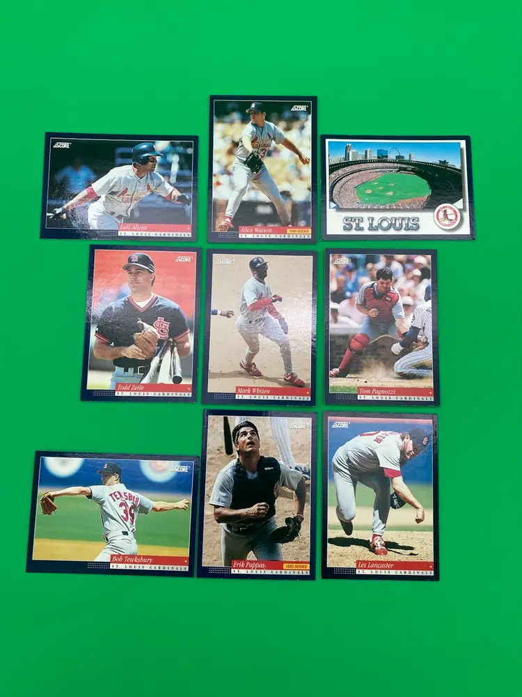 Score 1994 MLB St. Louis Cardinals Lot of 9 Different Trading Cards