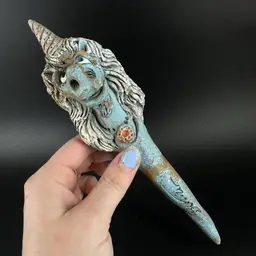 Resin Unicorn 9” Plant Garden Stake Signed