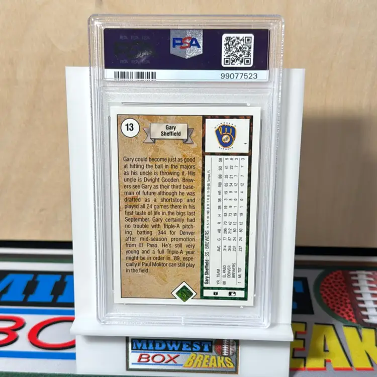 Gary Sheffield Star Rookie #13 PSA 9 1989 Upper Deck Milwaukee Brewers