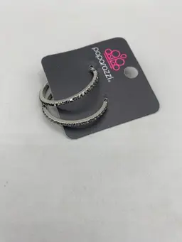 Paparazzi Rhinestone Revamp Black Hoop Earrings..4-28