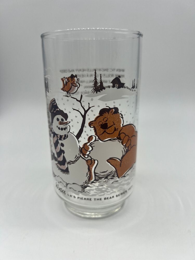Vintage 1977 L. K.’s Pierre The Bear Series “Winter” Drinking Glass