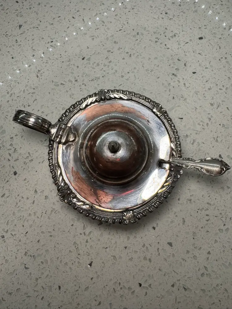 1950’s Vintage English Silverplate Mustard Pot. Sheffield Reproduction made in England