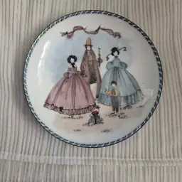 Vintage Steinbock Enamel Over Metal Plate Trinket Dish Hand Painted Austria 5.75”