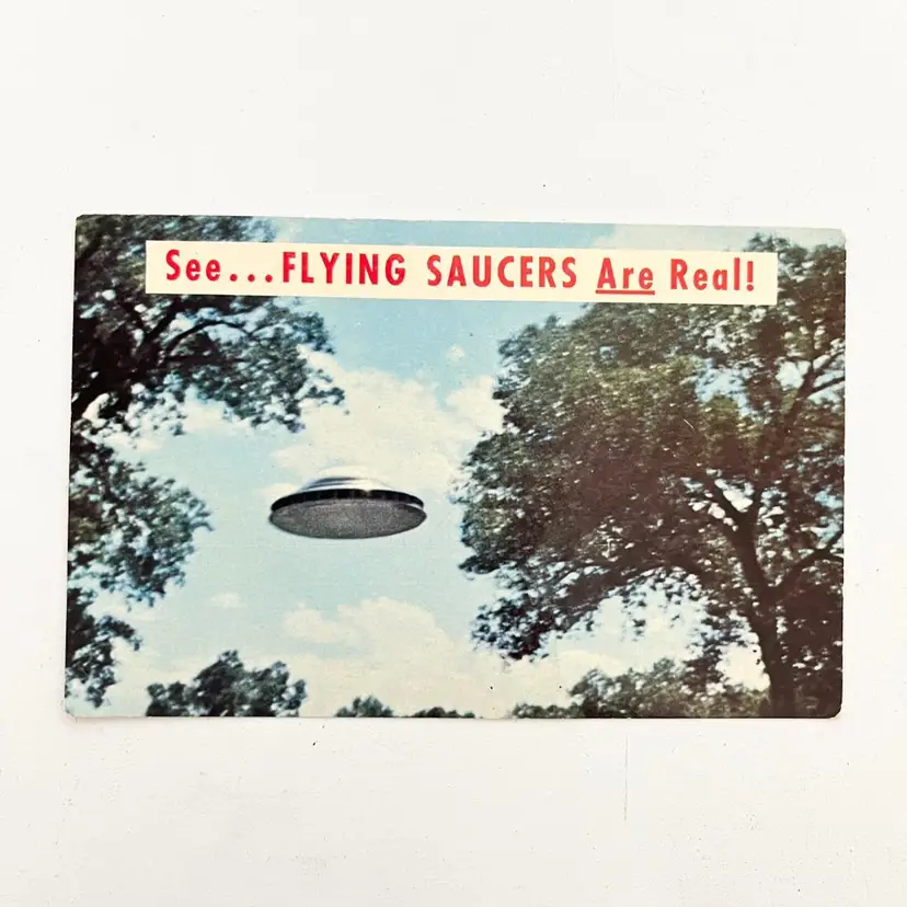 Albuquerque New Mexico UFO Postcard Flying Saucer Alien Spaceship Vintage 1960s