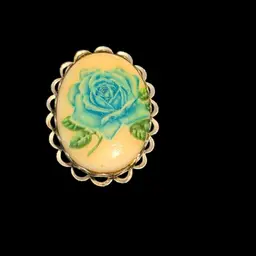 Vintage Blue Rose Pin Brooch Sterling?