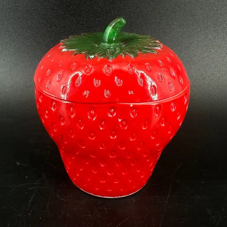 Strawberry Milk Glass Jar