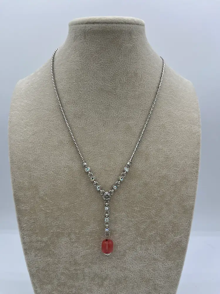 BRIGHTON Silver Rigoletto Pink Aurora Borealis Crystals Necklace