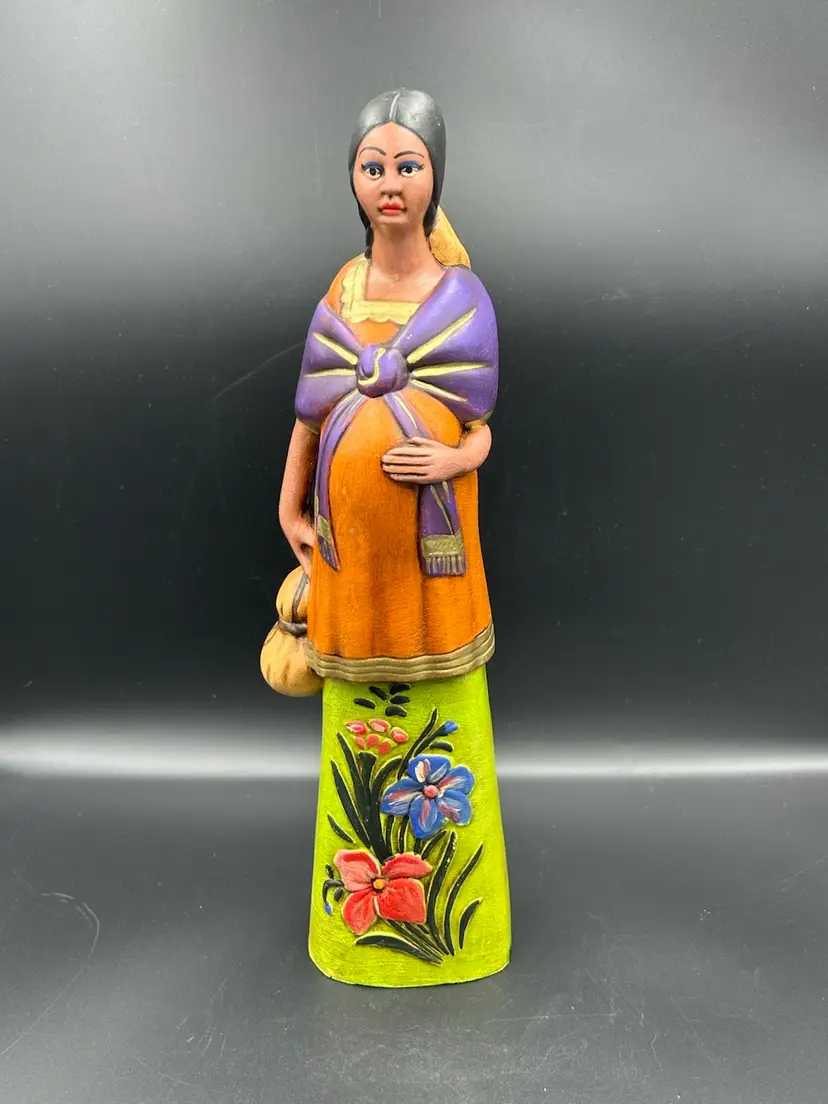Folk Art Handmade Terracotta Statue Figurine Mother With Child Nicaragua READ MORE