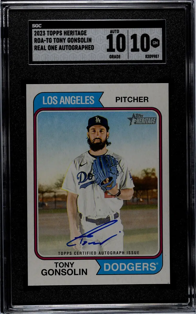 2023 Topps Heritage ROA-TG Tony Gonsolin Real One Autographed Auto Grade SGC 10 GM