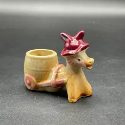 Miniature Donkey Toothpick Match Holder Planter Vintage Ceramic Kitsch Kitschy