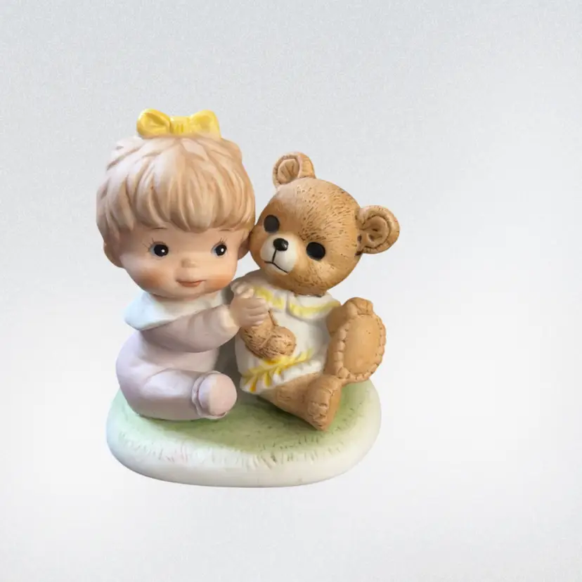 Homco Baby Girl And Bear