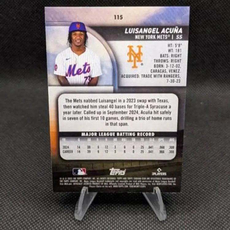 Luisangel Acuna 2025 Topps Stadium Club Rookie RC #115 - New York Mets