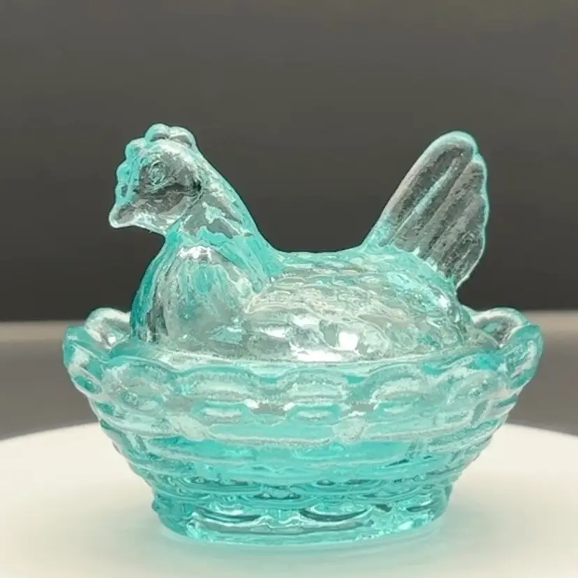 Wilkerson for Rosso Teal Hen on Nest 2" Salt Dip *GLOWS*