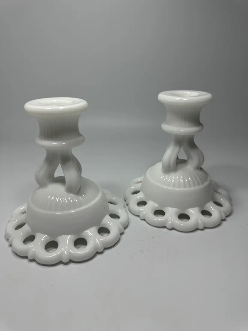 1940’s Westmoreland Candle Holders Set Of 2